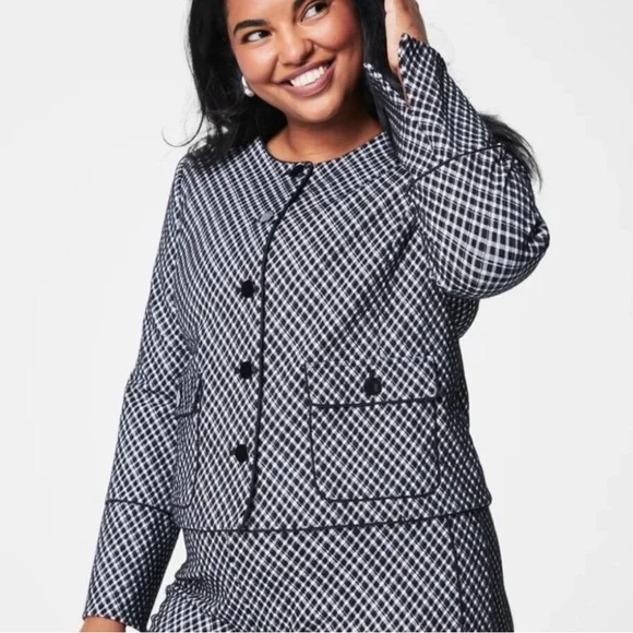 SPANX Ponte Plaid Jacquard Lady Jacket - Picture 2 of 16